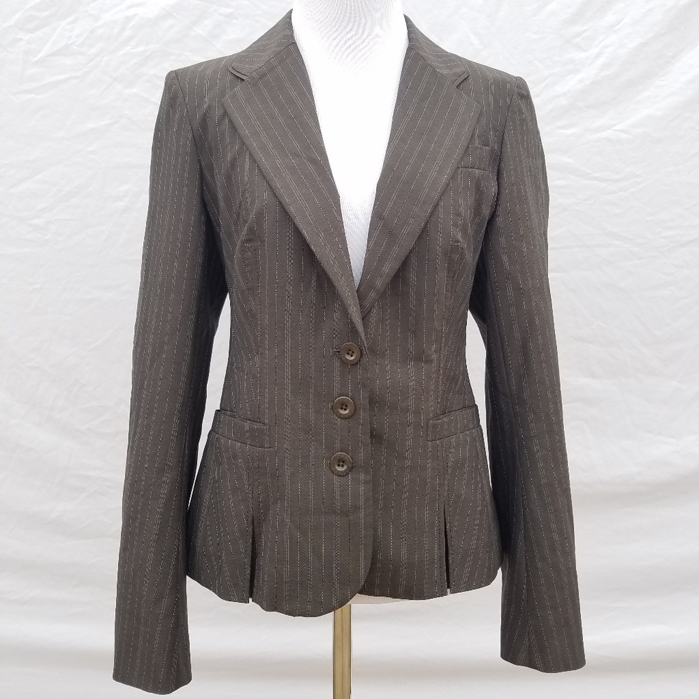 Ted Baker London Blazer Gray Pinstripe Wool Size 2